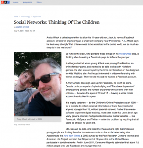 Article on NPR.org, July 11, 2011.